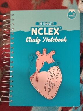NCLEX Study Notebook with Pink Heart Design - Teal Cover